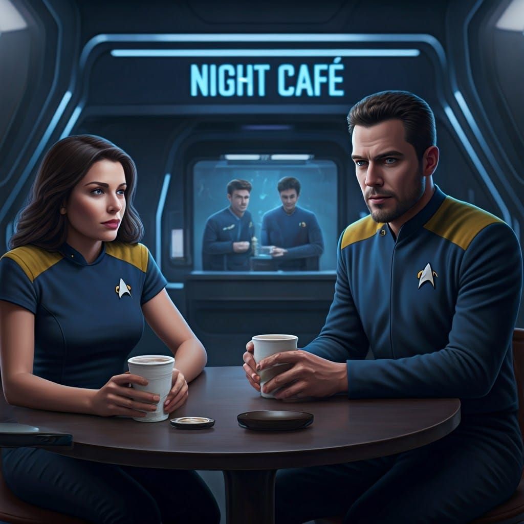 Coffee Connoisseurs in Futuristic Cafe