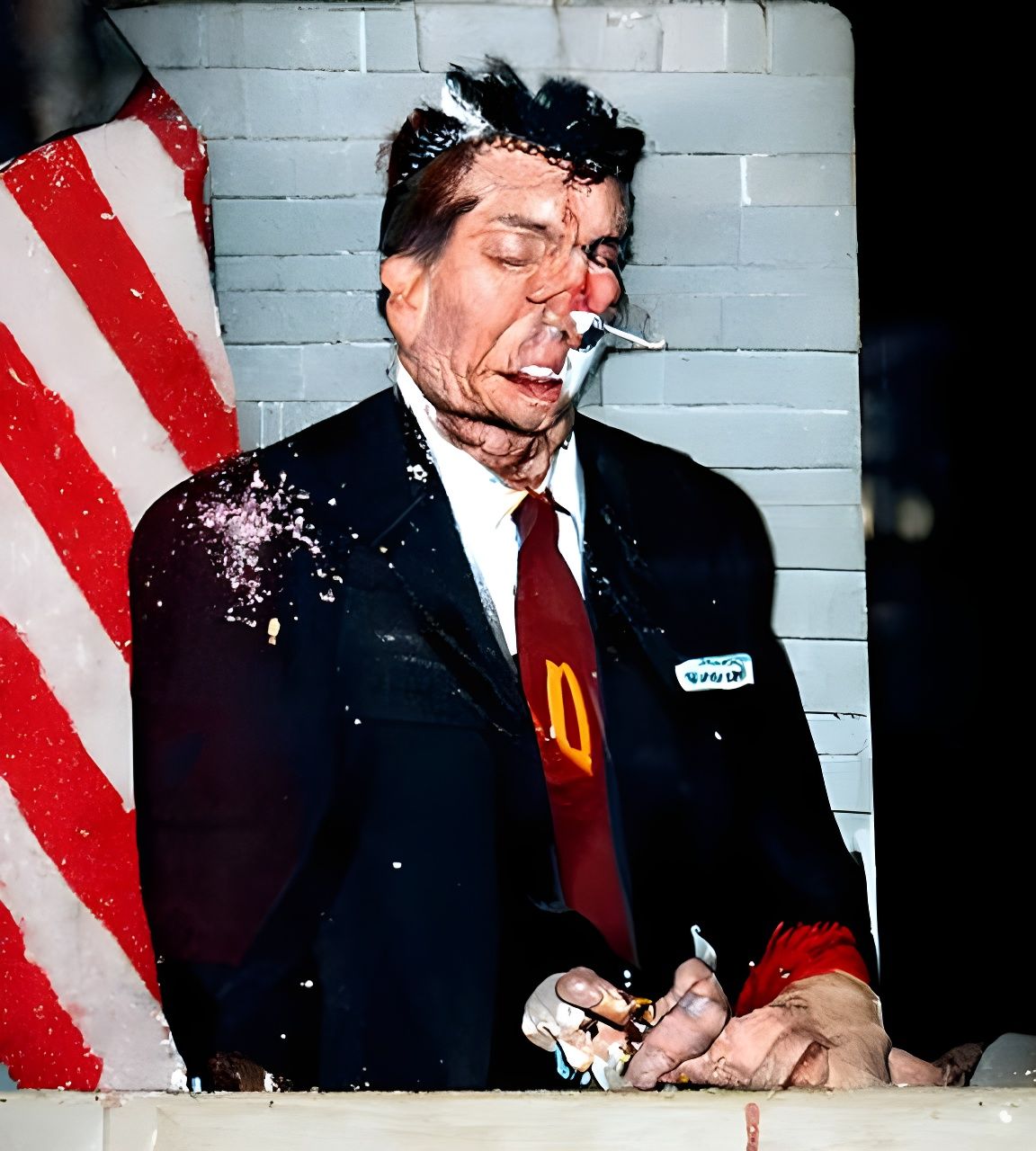 Ronald Reagan shooting up heroin in a Denny's parking lot