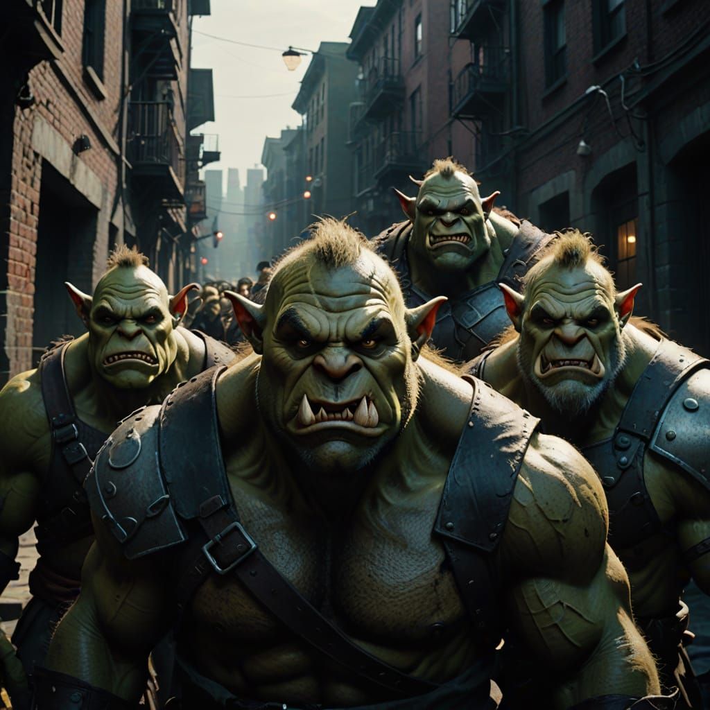 Hyperrealistic Ogre Supervillains in Cinematic Film Style