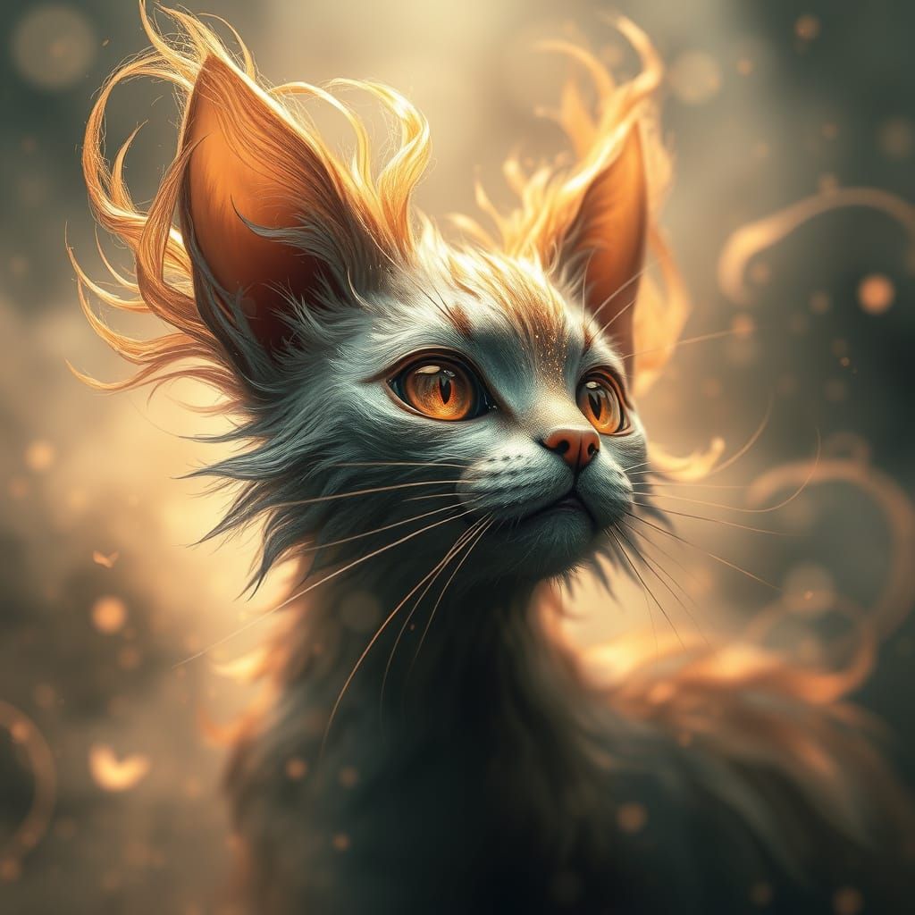 Mystical Feline in Ethereal Mist: Digital Matte Painting