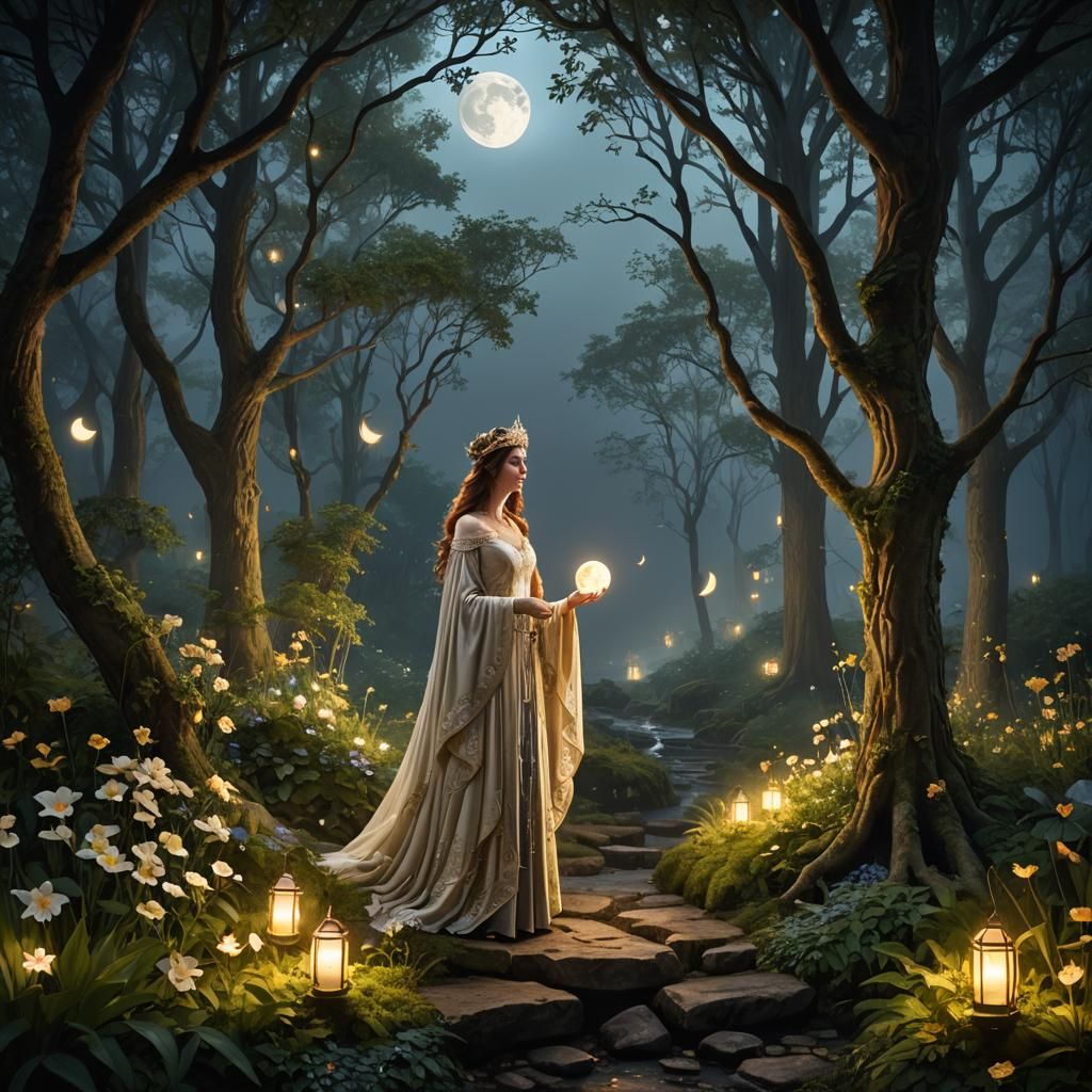 Fae Queen Elara in Enchanted Forest Glade