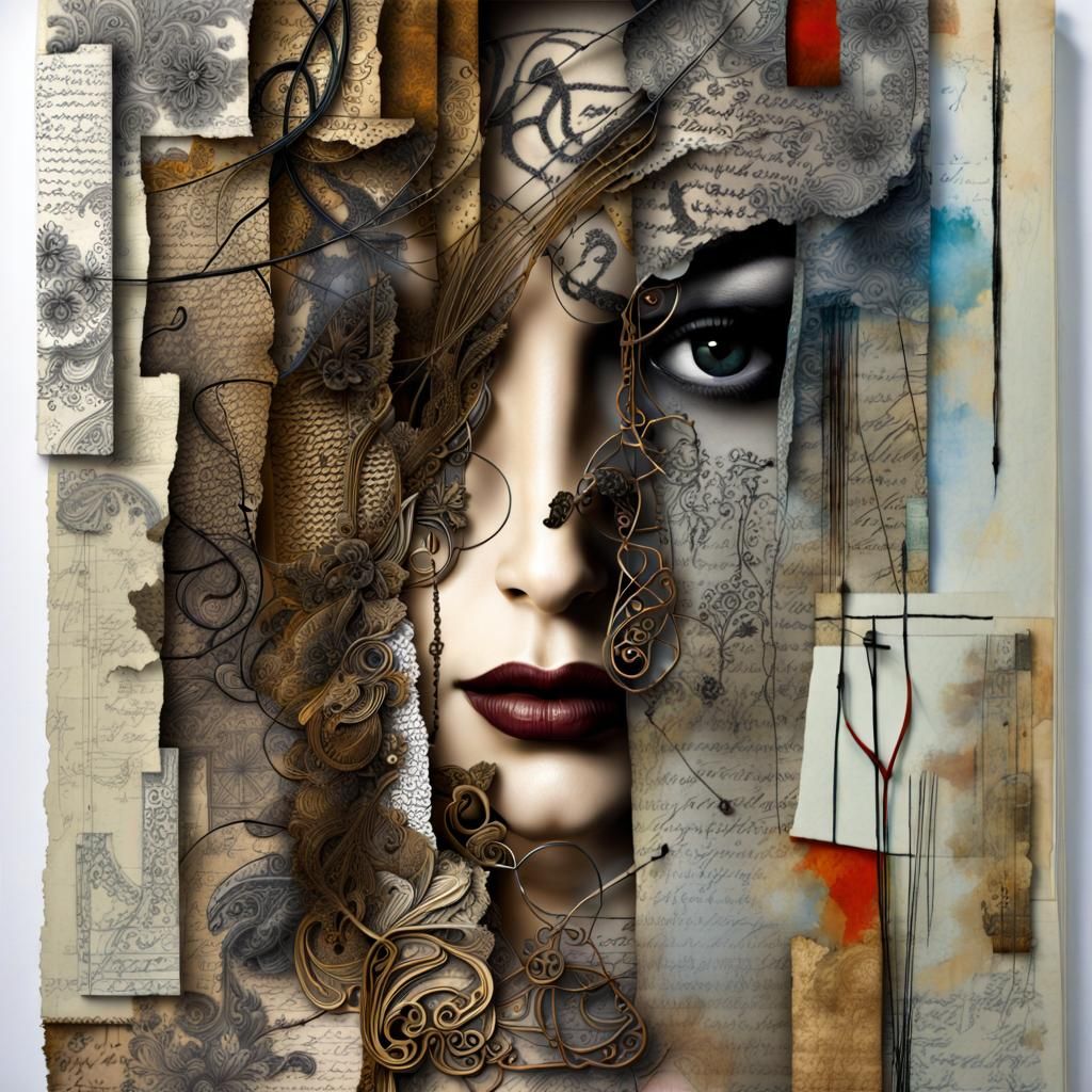 Surreal 3D Collage Portrait in Maximalist Style