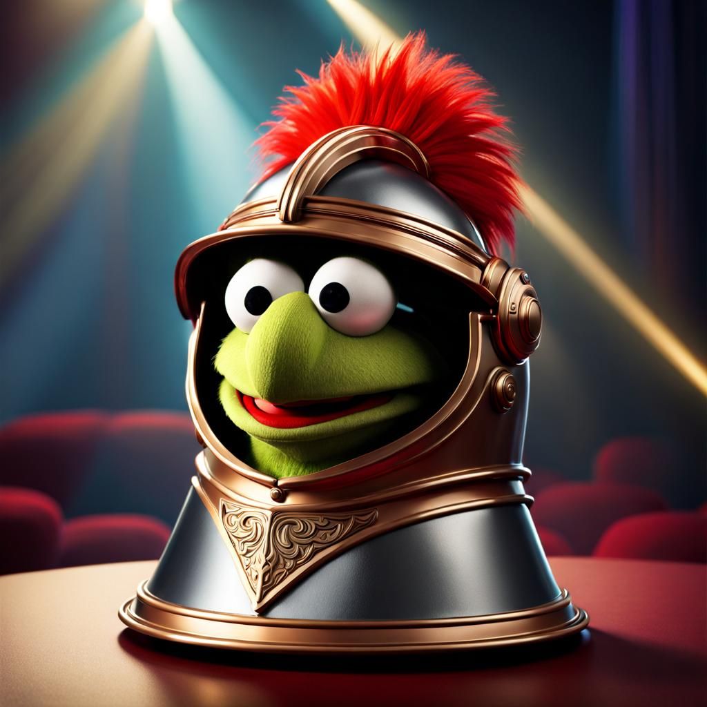 Muppet Knight's Helmet in Detailed 3D Digital Art