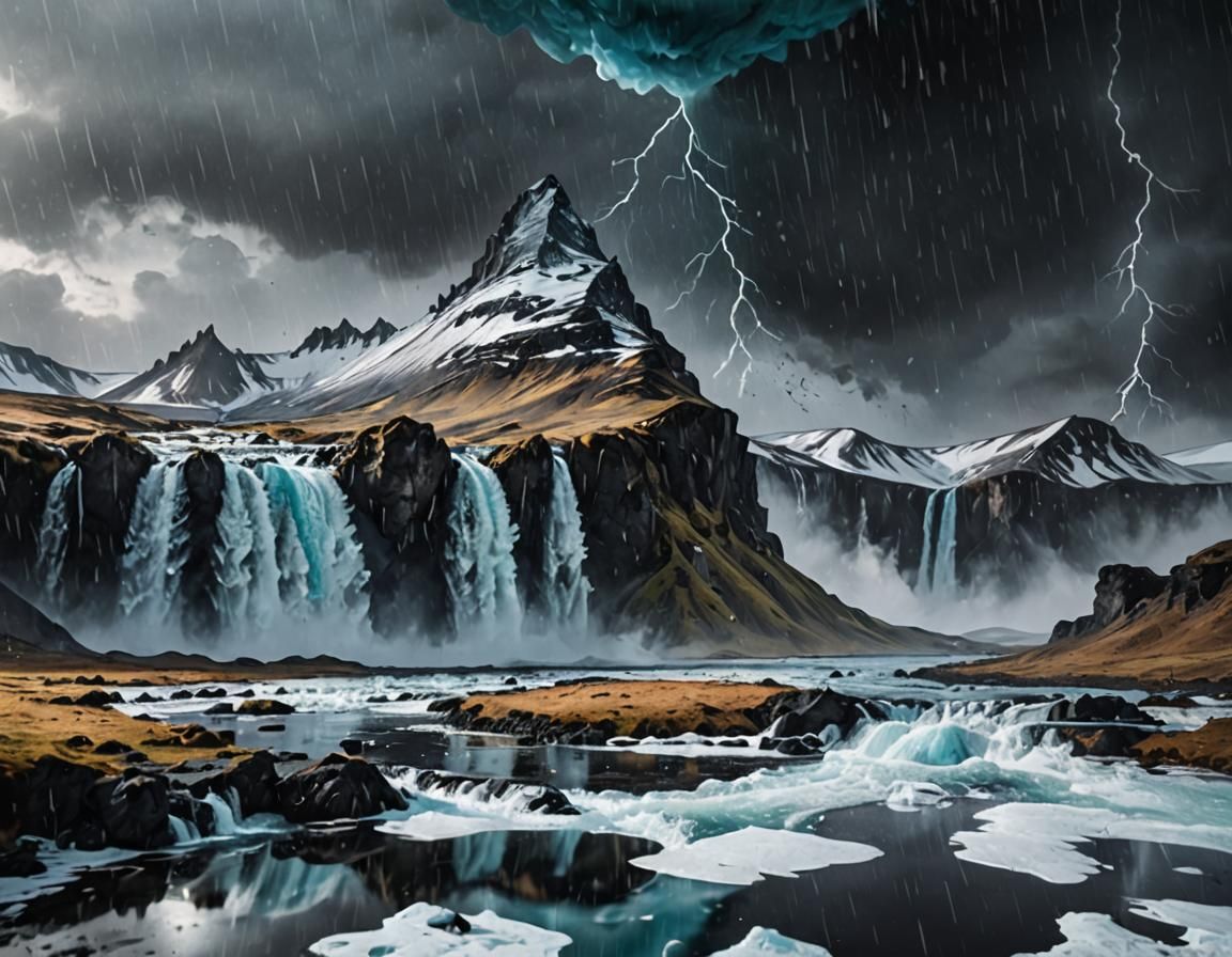 Iceland Storm: Black Ink Abstract Art