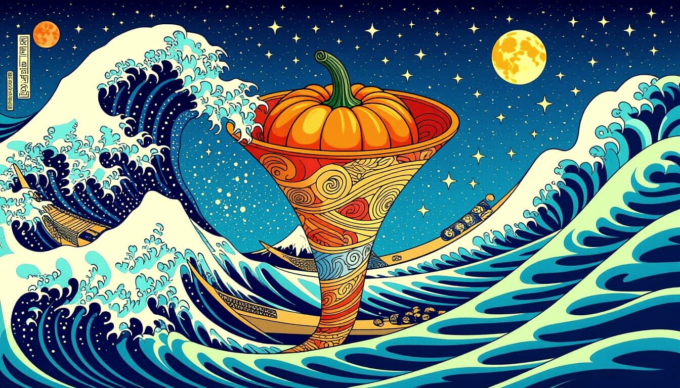 Vibrant Ocean Zentangle with Pumpkin Spice Hues