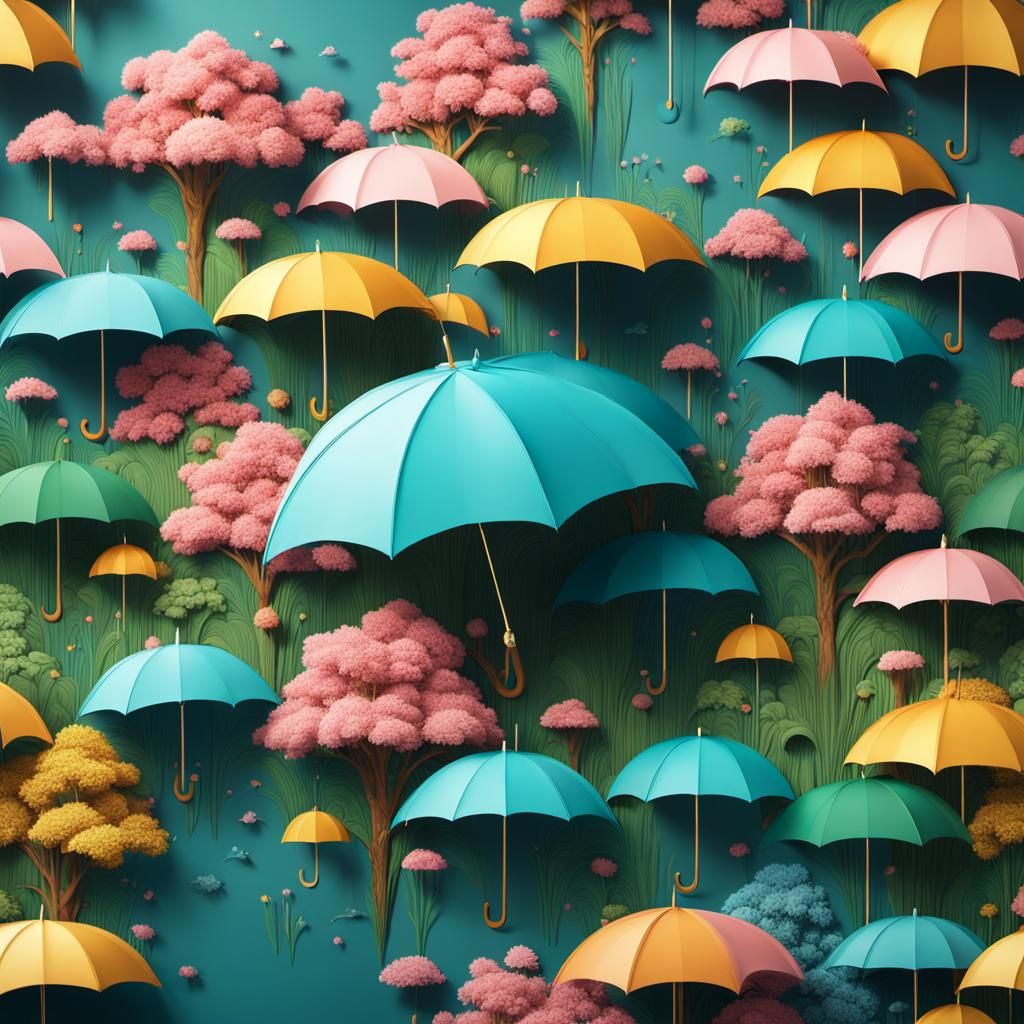 Fantastical Sky-Blue and Meadow Green Matte Painting