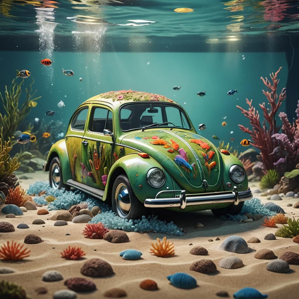 Volkswagen Beetle Transformed into Hyperrealistic Aquarium
