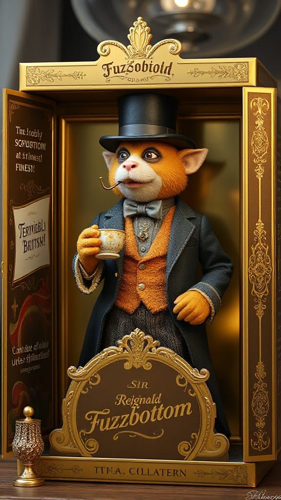 Gilded Action Figure in Victorian-Era Opulence