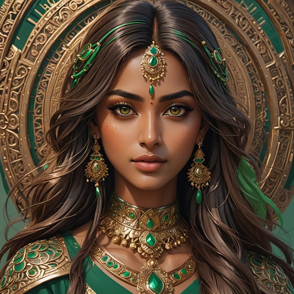Beautiful Indian Woman Portrait in Anime Style