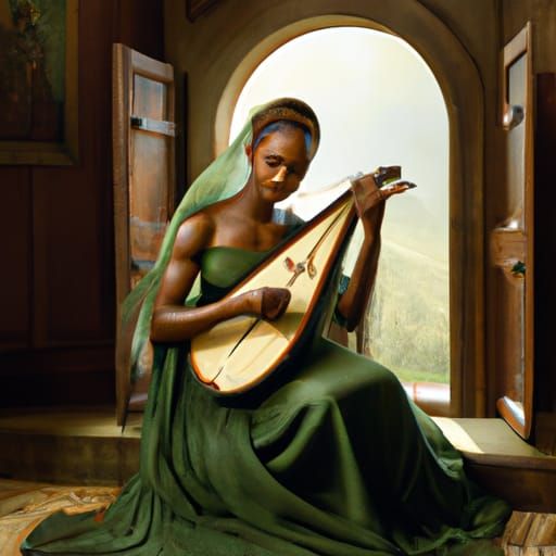 A Renaissance Oil Painting of black women, realistic face, s...