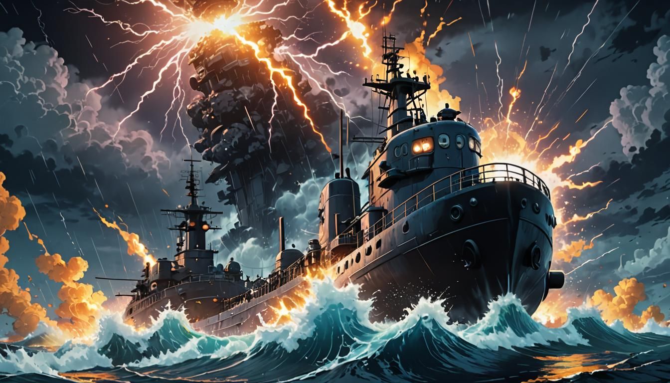 Submarine in Storm: Studio Trigger Anime Style