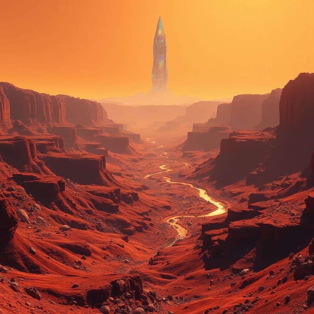 Vibrant Martian Landscape in 8k Matte Painting