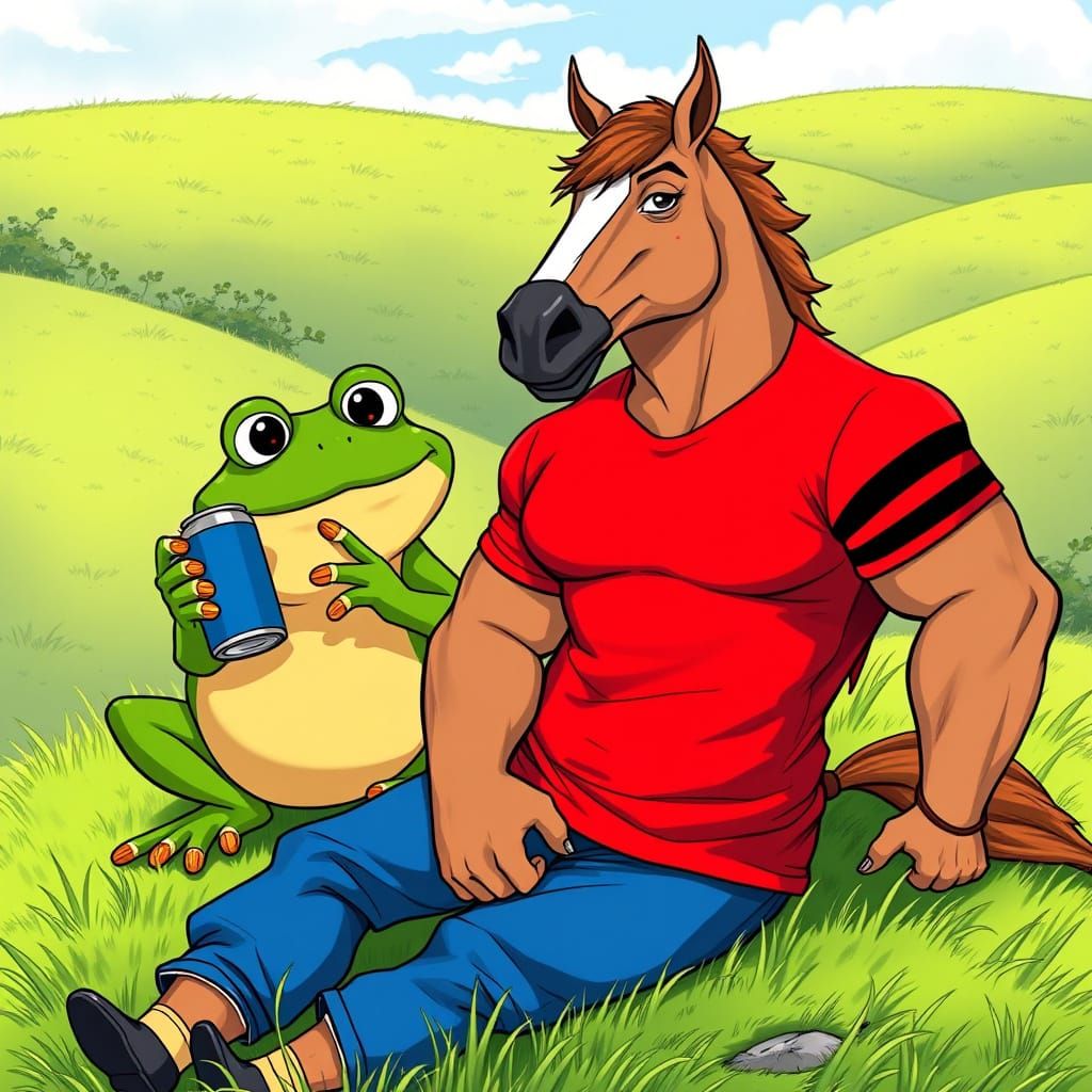 Manga-Inspired Creature with Horse's Head and Human Body