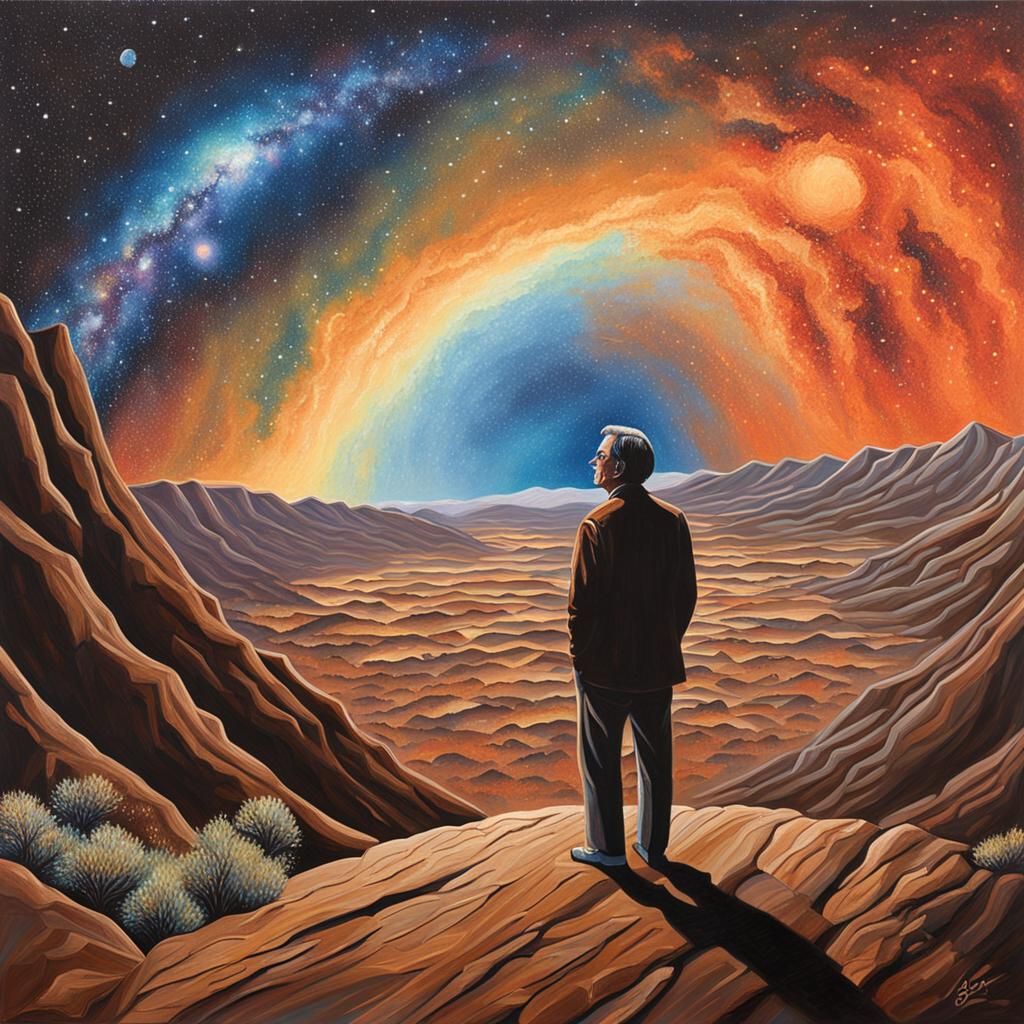 Carl Sagan Gazing at Milky Way: Acrylic Art