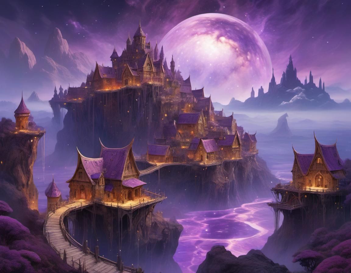 Ethereal Geode City in a Magical Landscape