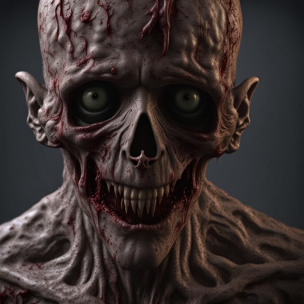 Hyperdetailed Ghoul in Spooky Horror Scene