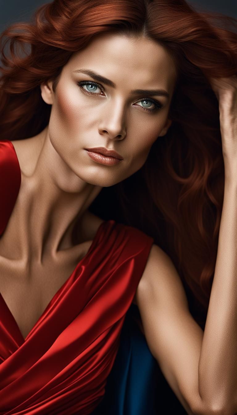 Sensual Portrait of Woman in Red Dress