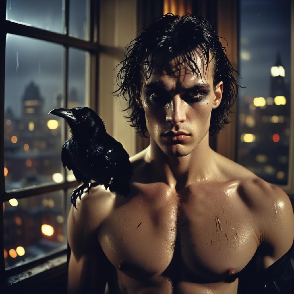 The Crow: 90s Fashion Portrait in Dark Romanticism