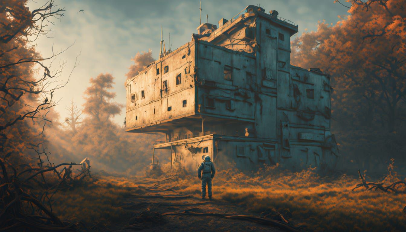 Abandoned Research Facility in Golden Hour Light