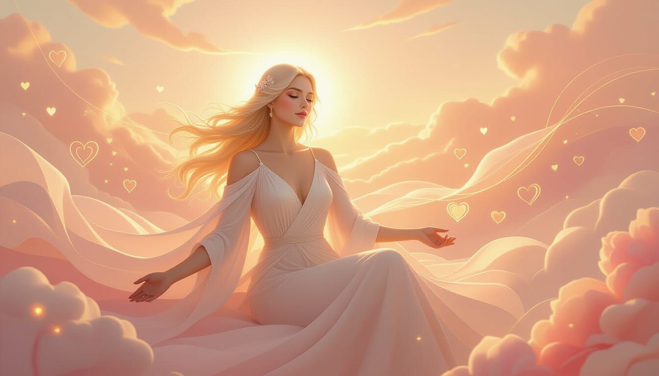 Ethereal Love Light: Feminine Figure in Vibrant Hues