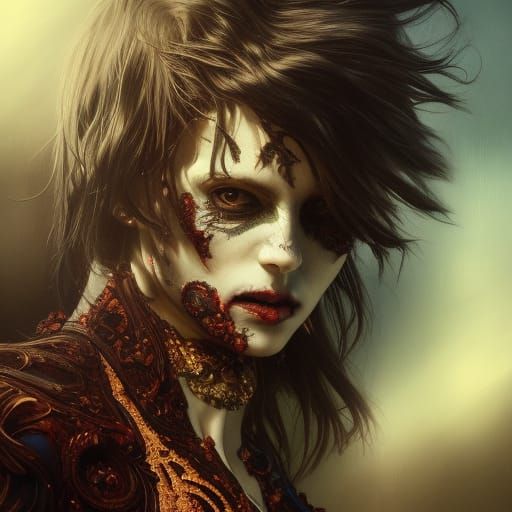 Victorian Vampire Portrait with Exploding Colors