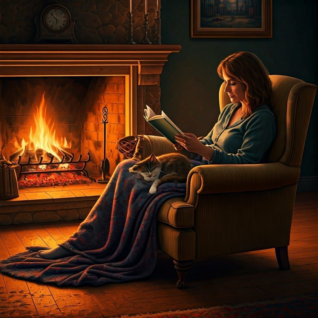 Cozy Reading Nook in Impressionist Style