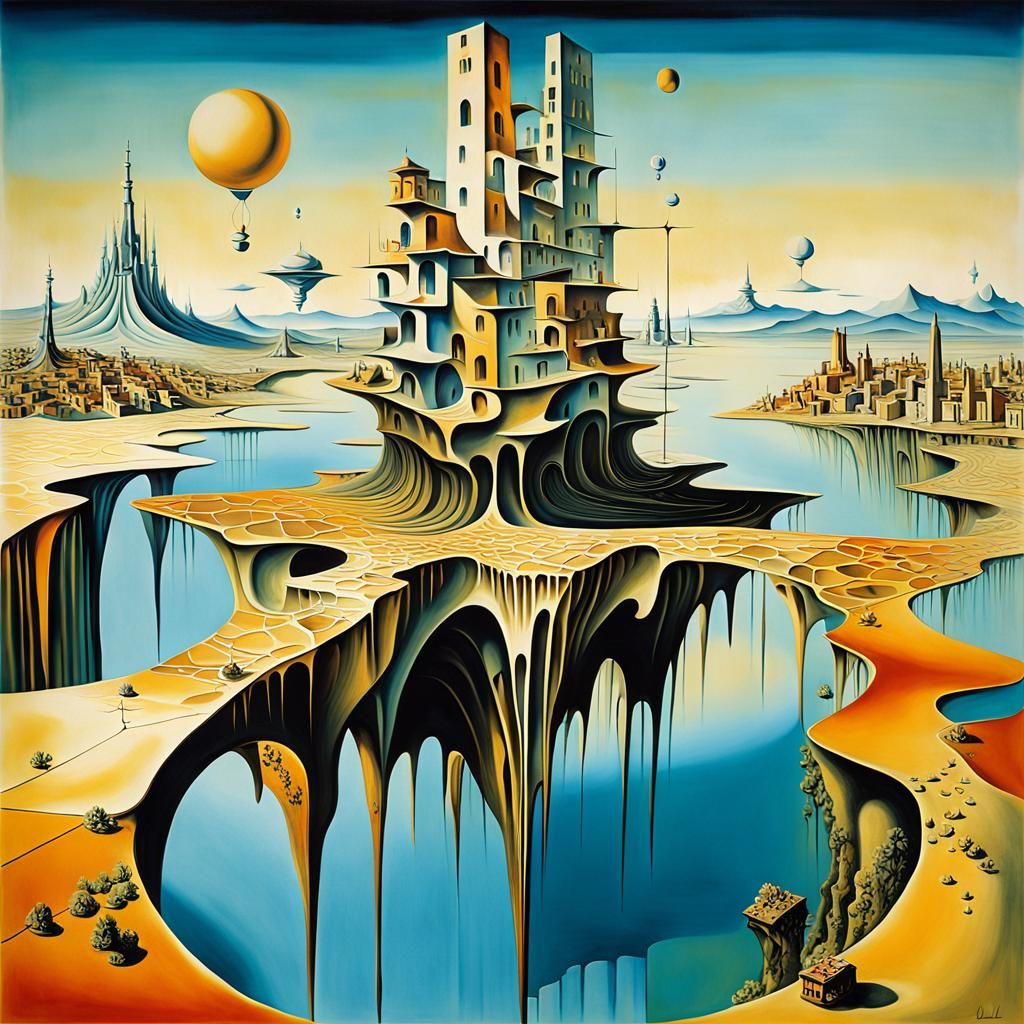 Surreal Cityscape in Salvador Dali Style