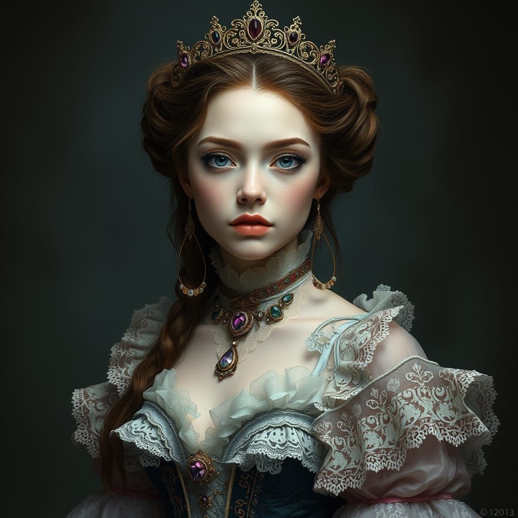 Gothic Princess in Elegant Frilly Attire