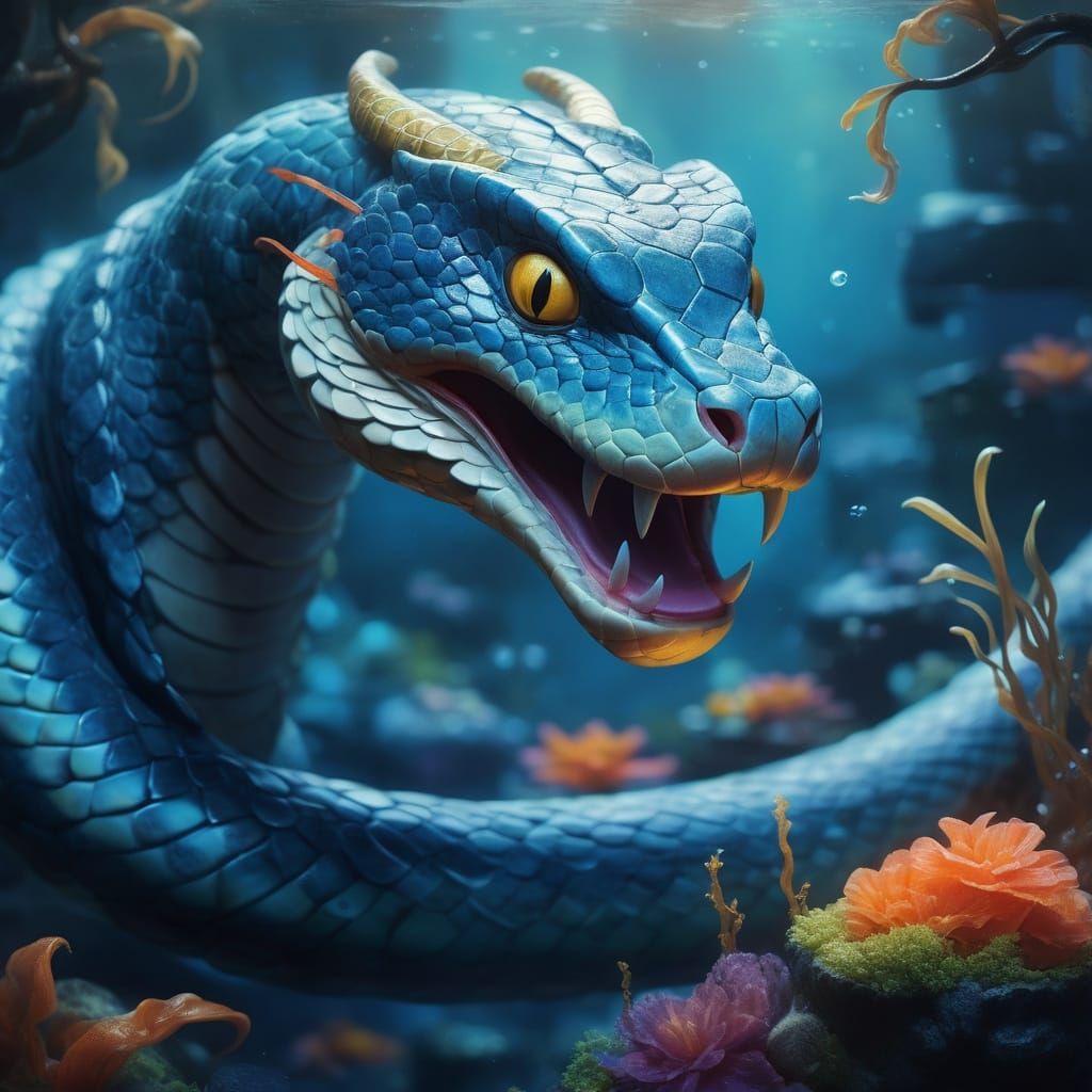Surreal Fantasy Serpiente in Iridescent Hues