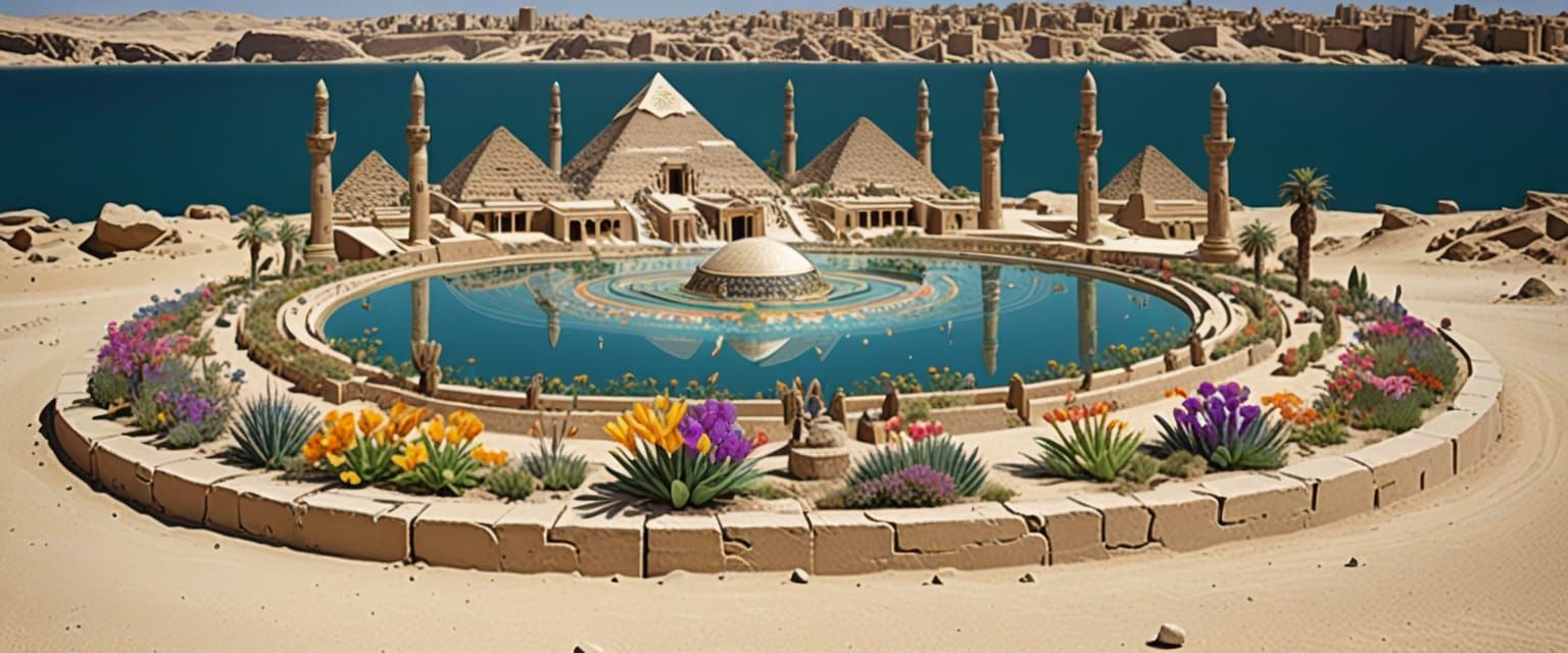 Surreal Egyptian Flower Garden Blooms with Quantum Vibration...