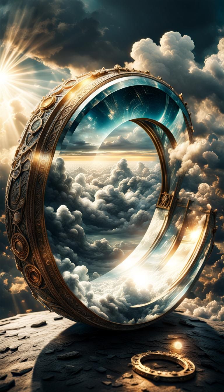 Glass Ring with Clouds and Sun: Digital Matte Painting