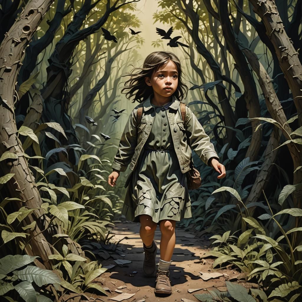 Girl Lost in Forest: Matte Painting Style