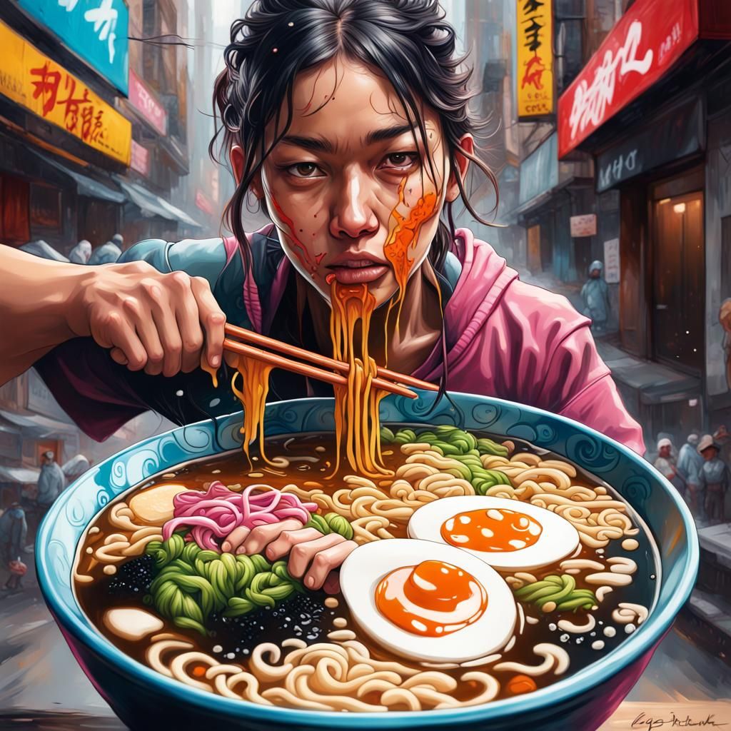 Colorful Graffiti Ramen Splash Art