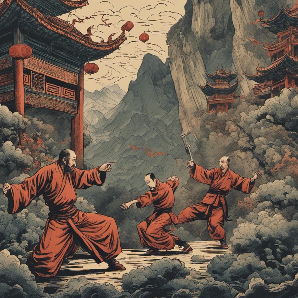 Kung Fu Battle with Taoist Magic Illustration