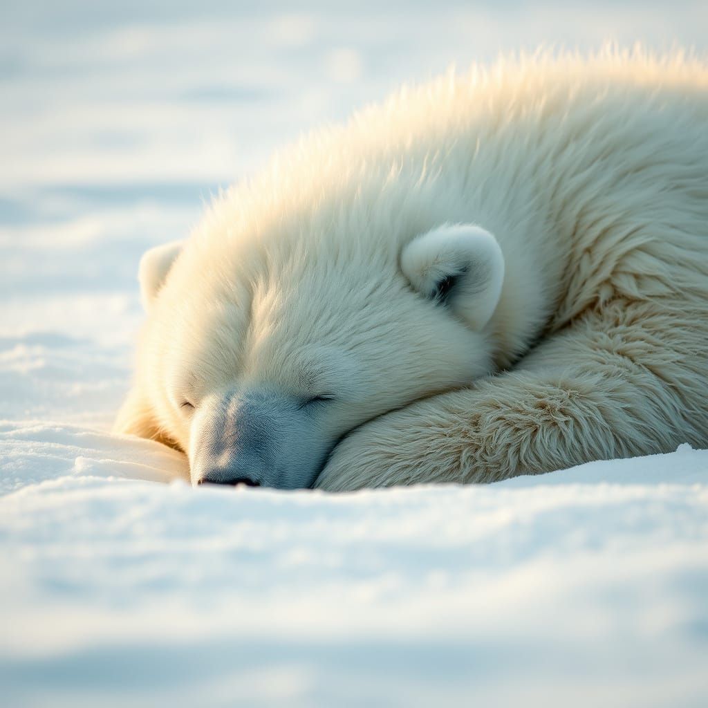 Serenely Sleeping Polar Bear in Arctic Landscape