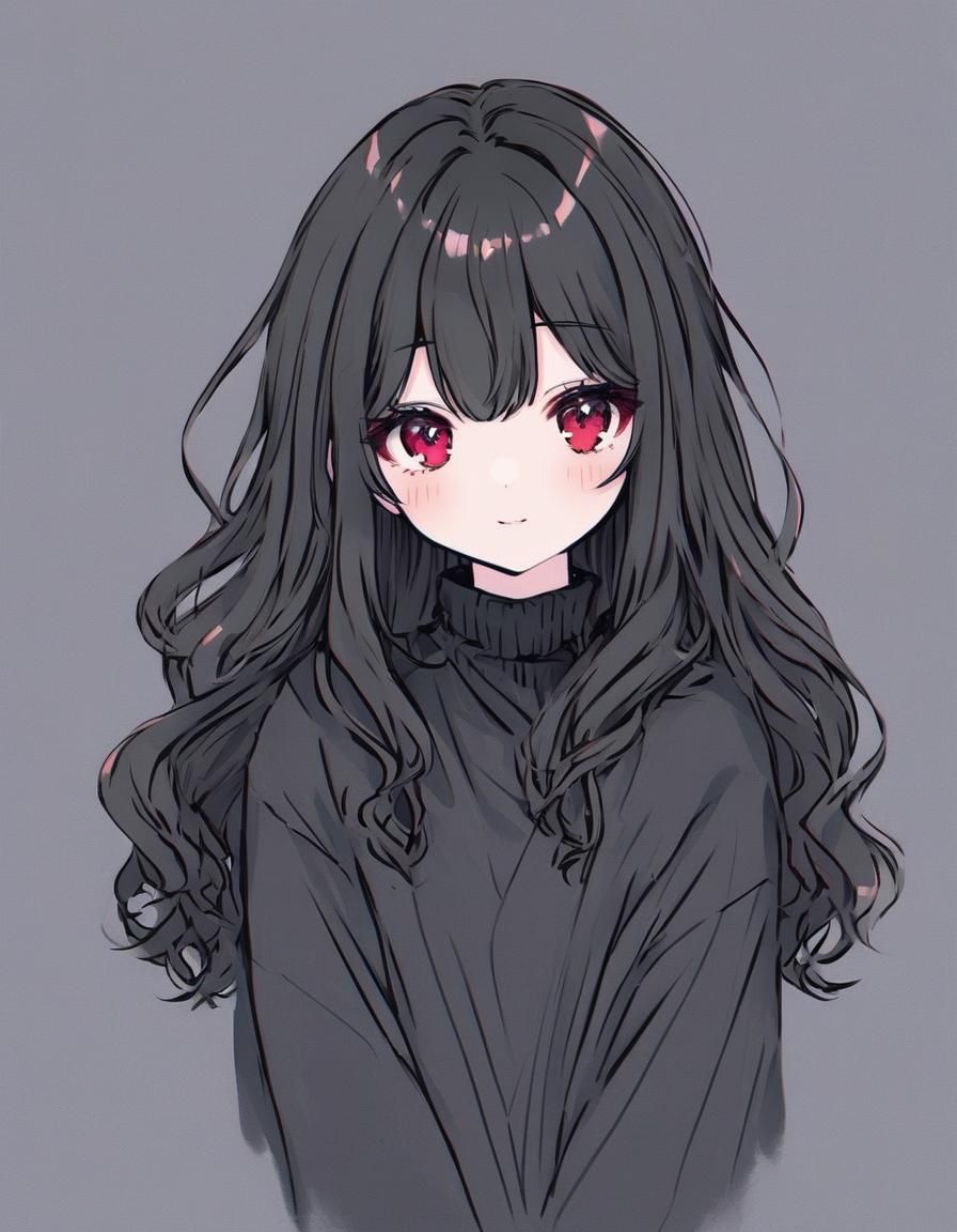 Illustration of Cute Teen Girl with Red Eyes