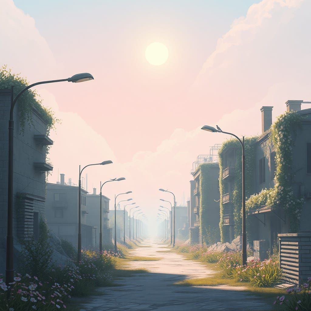 Nature Reclaims Post-Apocalyptic World in Pastel Light