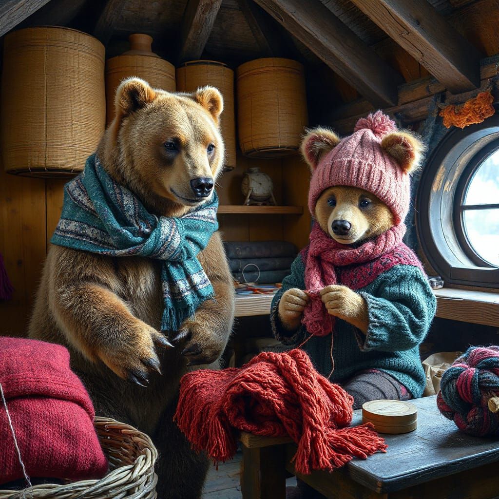 Bears Sewing in Igloo Workshop - Concept Art