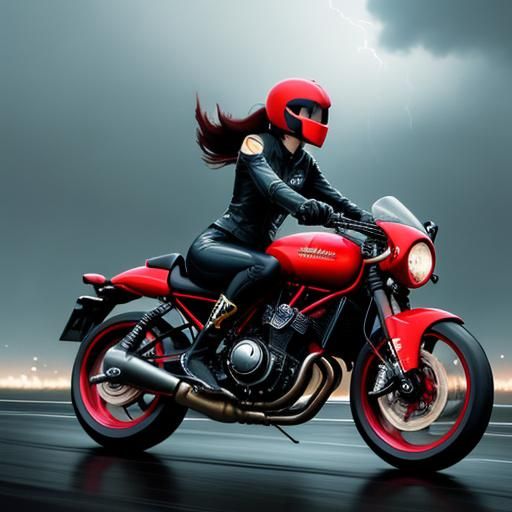 Girl on Dragonfly Bike Does Wheelie, Anime Style