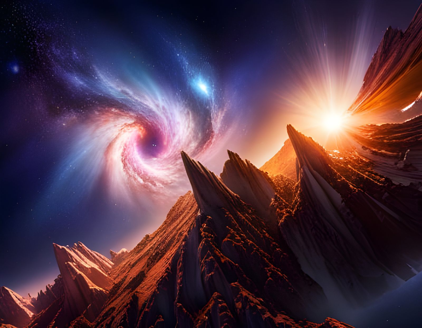 Galactic Collision in Hyperrealistic Style