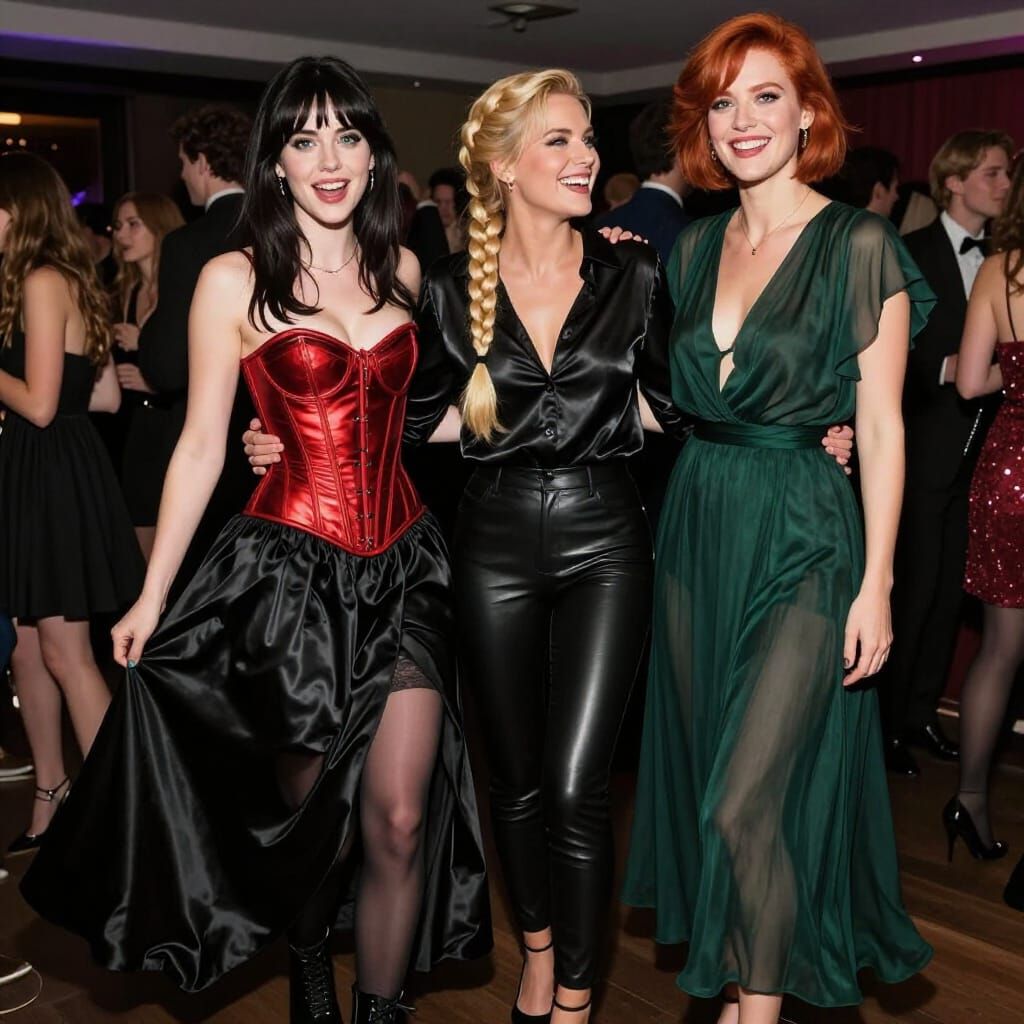 Three Women Laughing at a 90s Style Party