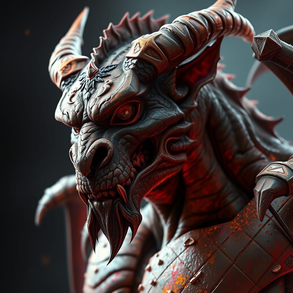 Surreal Gargoyle Portrait in Triadic Colors