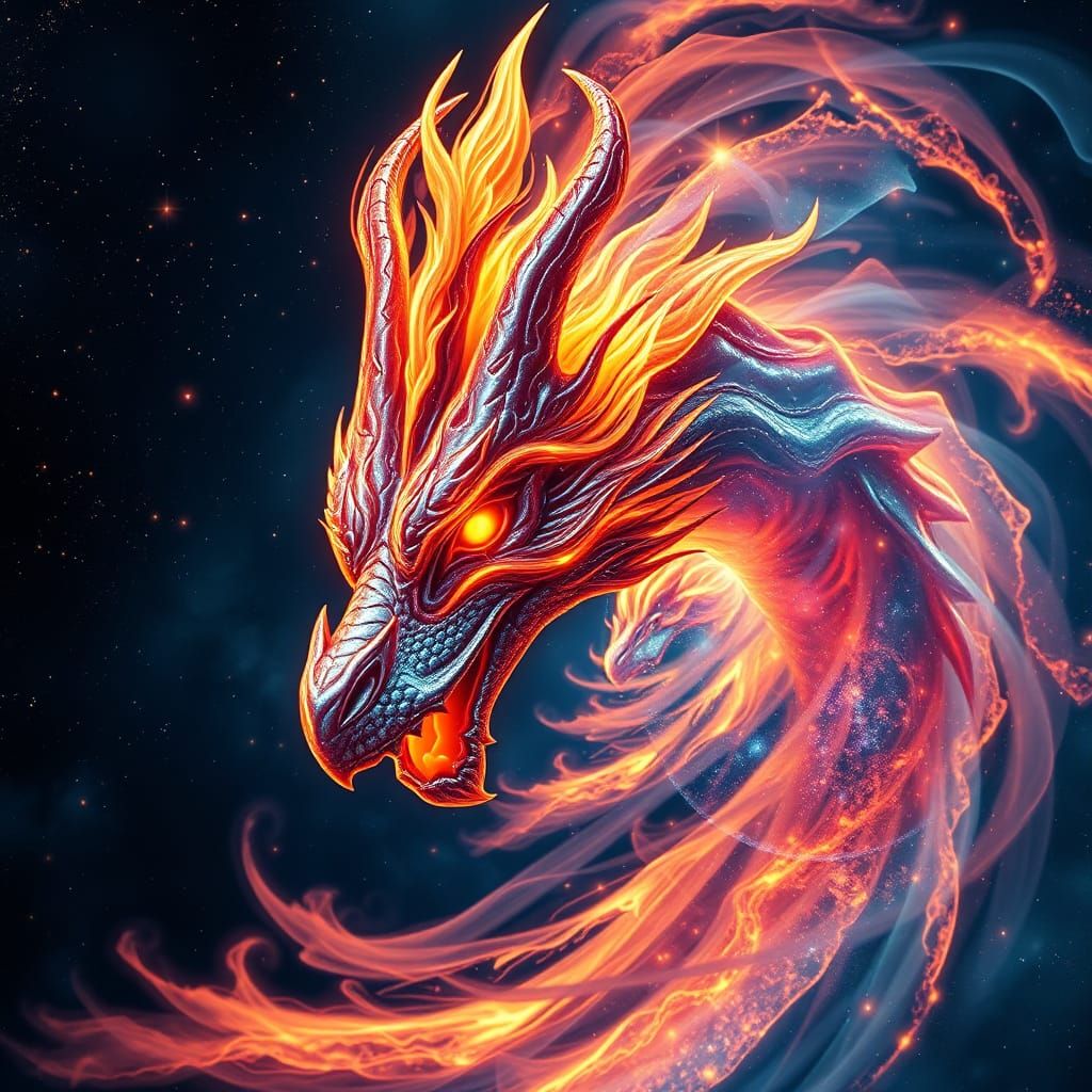 Surreal Cosmic Phoenix Ascends from Galaxy Vortex