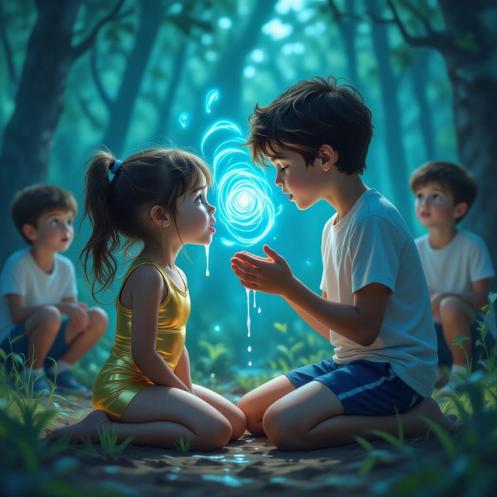 Enchanted Forest Encounter with Glowing Energy