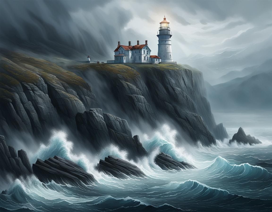 Misty Cliffs and Crashing Waves: Hyperrealistic Coastal Scen...