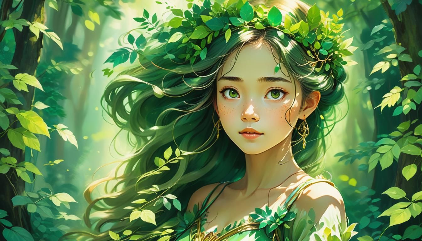 Forest Princess Portrait in Animated Fantasy Style