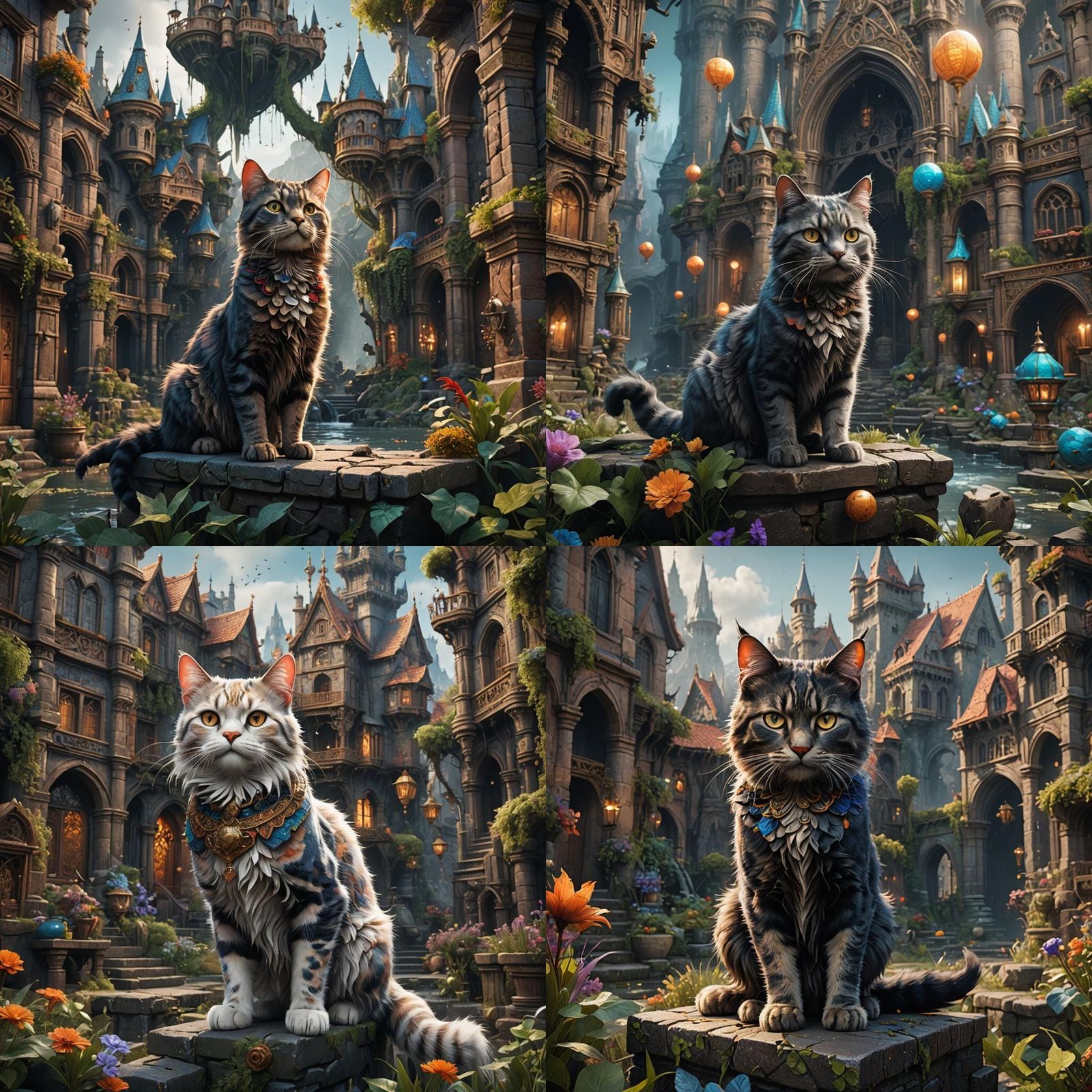 Fantastical Cat Matte Painting in Deep Color