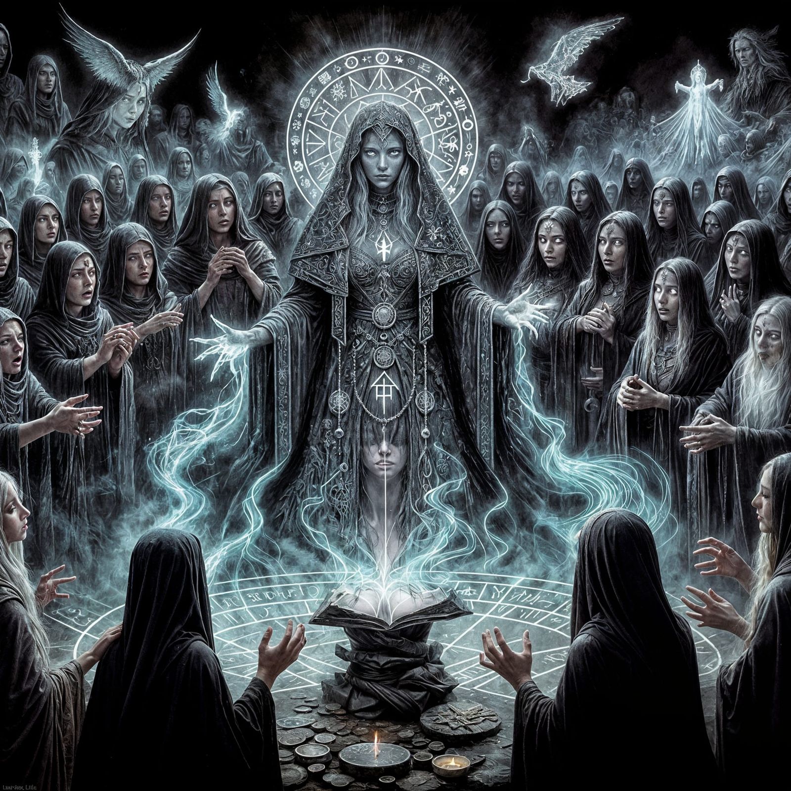 Shadow Priestess: A Dark Watercolor Ritual