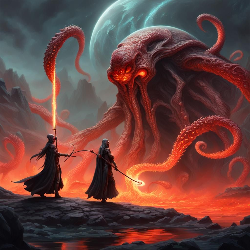 Sci-Fi Alien Warriors Battle on Ethereal Planet