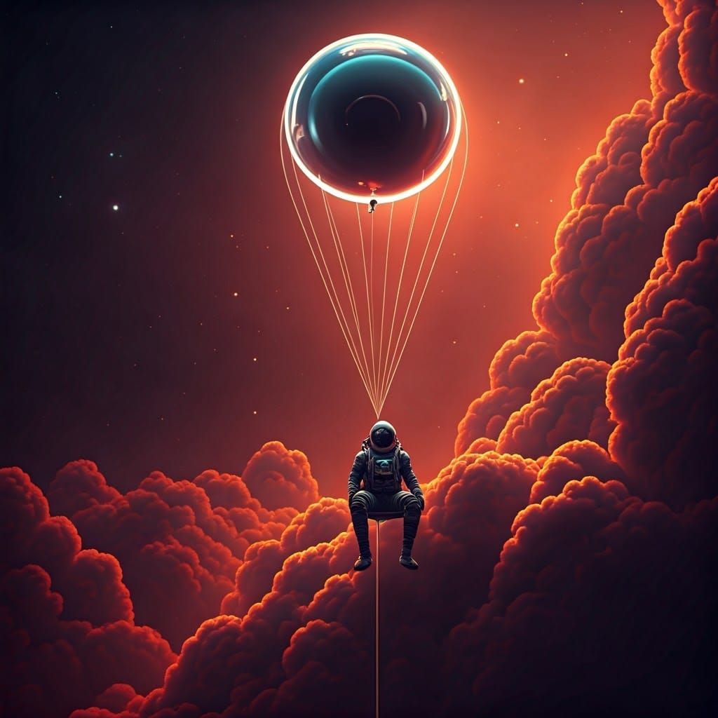 Astronaut on Alien Planet in Dreamlike Sci-Fi Style